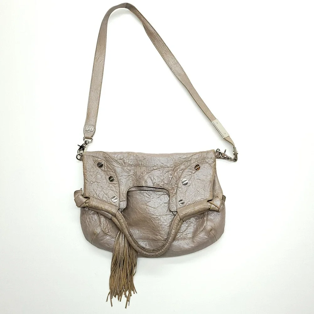 Foley & Corinna‎ Purse Mid City Tote Brown Taupe Pebbled Crossbody Hobo Zip
